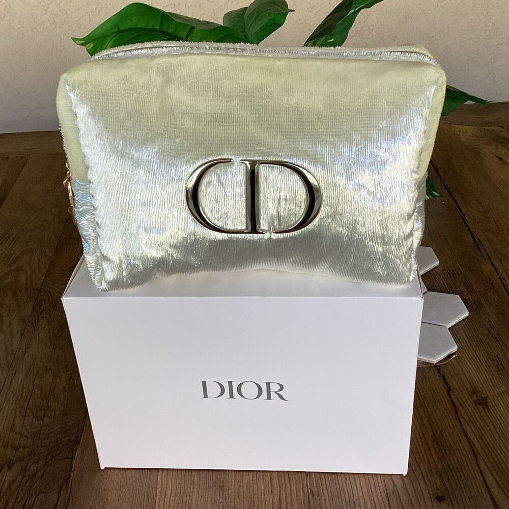 Christian Dior Crushed Velvet Cosmetic Make Up Bag Clutch New in Box GWP